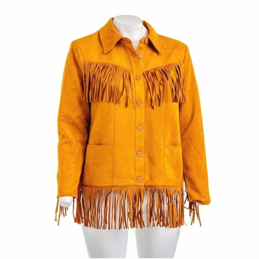 Danielle Bernstein Faux-Suede Fringe Jacket XS